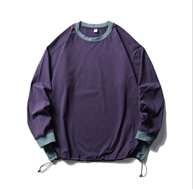 American-style Sports Loose Breathable Quick-drying Sun Protection Drawstring At Hem Round Neck Top For Men