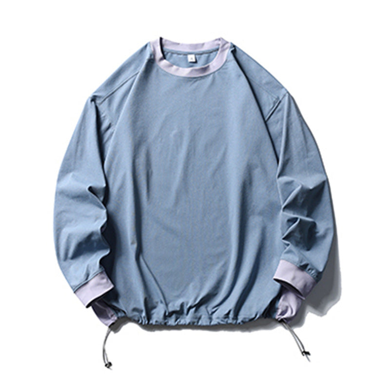 American-style Sports Loose Breathable Quick-drying Sun Protection Drawstring At Hem Round Neck Top For Men