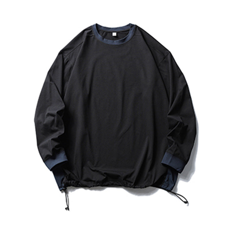 American-style Sports Loose Breathable Quick-drying Sun Protection Drawstring At Hem Round Neck Top For Men
