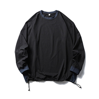 American-style Sports Loose Breathable Quick-drying Sun Protection Drawstring At Hem Round Neck Top For Men